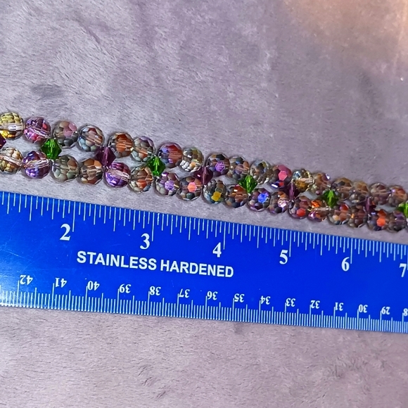 Crystal Bracelet with .925 Sterling Lobster clasp. Green, purple, smoky crystals - Picture 1 of 3